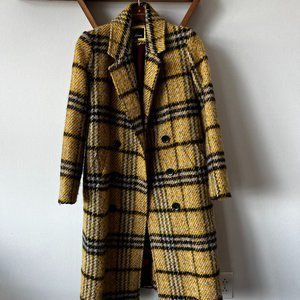Sam Edelman Longline Plaid Coat (Yellow)